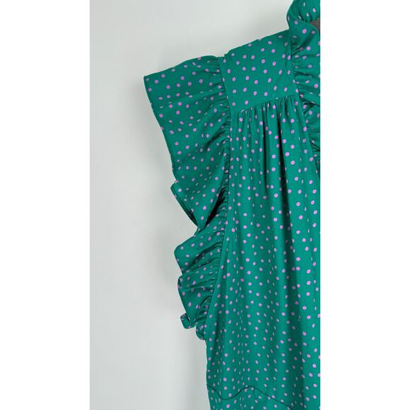 Kate Spade Poolside Dot Wrap Dress Womens 10 Emerald Coast Green Pink New - Picture 9 of 14